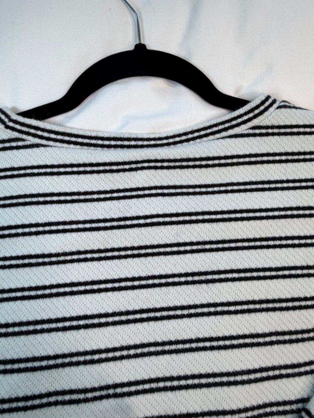 LOFT Striped Textured Knit Top Black White Long Sleeve Size M - Picture 10 of 11
